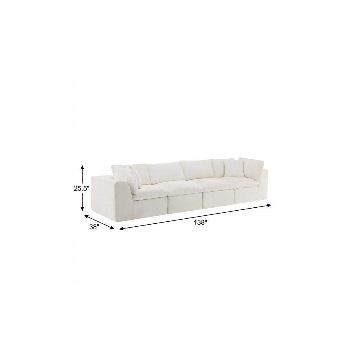 138" Beige Chenille Modular Sofa With Toss Pillows - HomeRoots - Flyclothing LLC