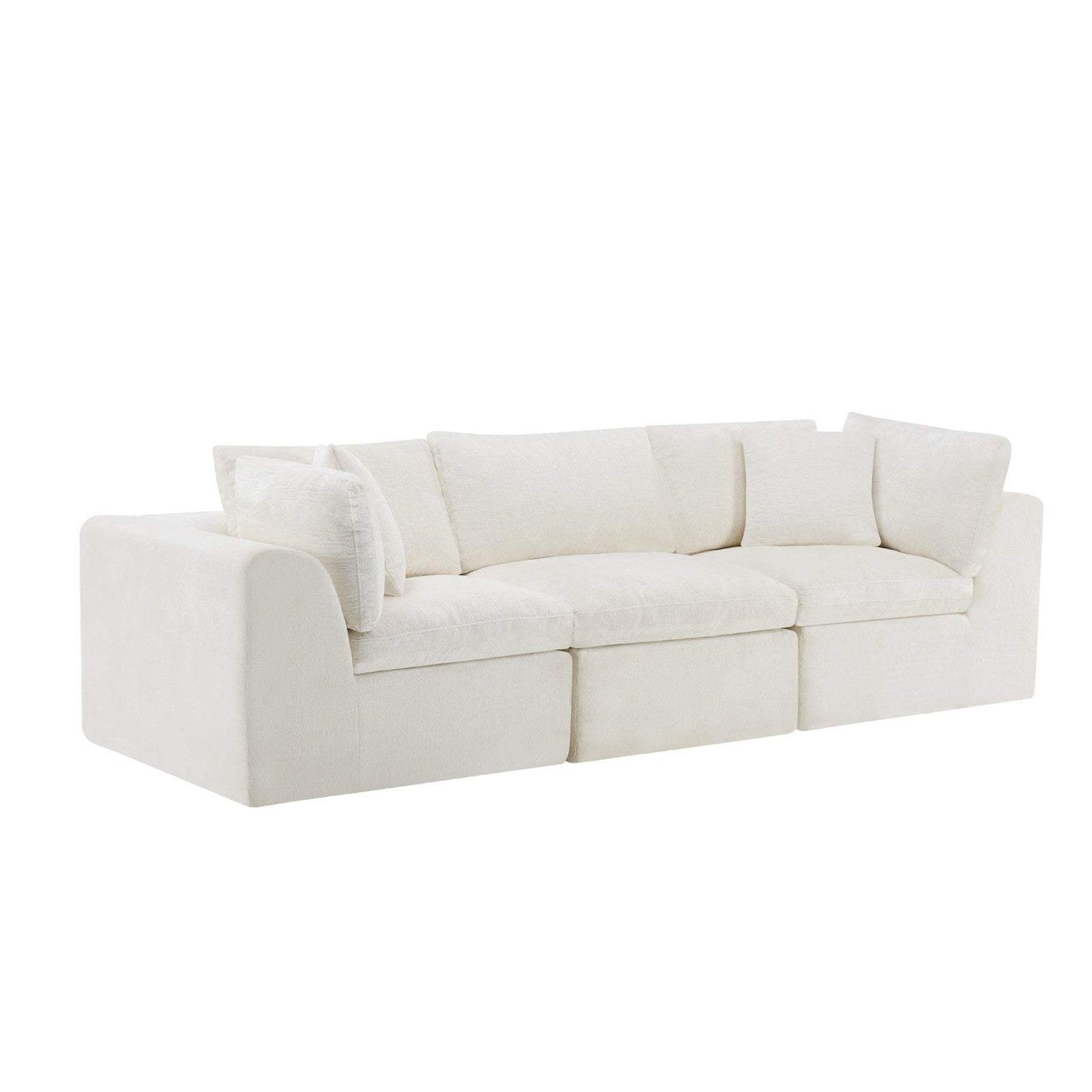 108" Beige Chenille Modular Sofa With Toss Pillows - HomeRoots - Flyclothing LLC