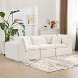 108" Beige Chenille Modular Sofa With Toss Pillows - HomeRoots - Flyclothing LLC