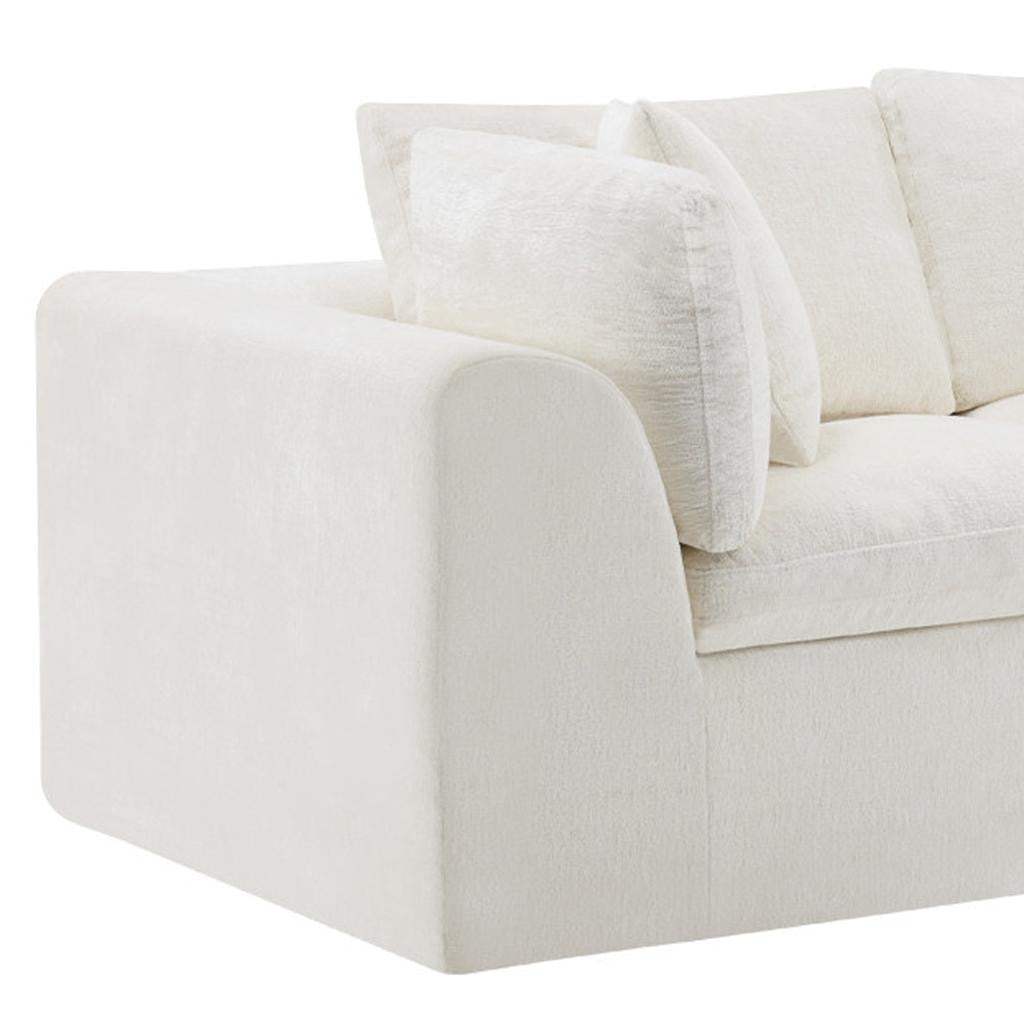 108" Beige Chenille Modular Sofa With Toss Pillows - HomeRoots - Flyclothing LLC