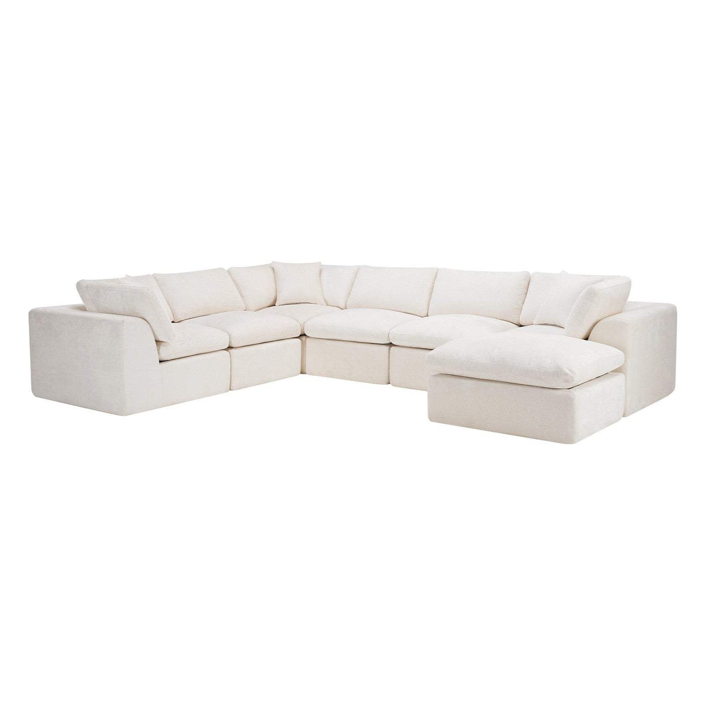 138" Beige Chenille Modular Sofa With Ottoman And Toss Pillows - HomeRoots - Flyclothing LLC