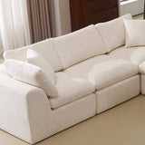 138" Beige Chenille Modular Sofa With Ottoman And Toss Pillows - HomeRoots - Flyclothing LLC