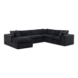 138" Black Chenille Modular Sofa Chaise With Ottoman And Toss Pillows - HomeRoots - Flyclothing LLC