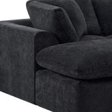 138" Black Chenille Modular Sofa Chaise With Ottoman And Toss Pillows - HomeRoots - Flyclothing LLC