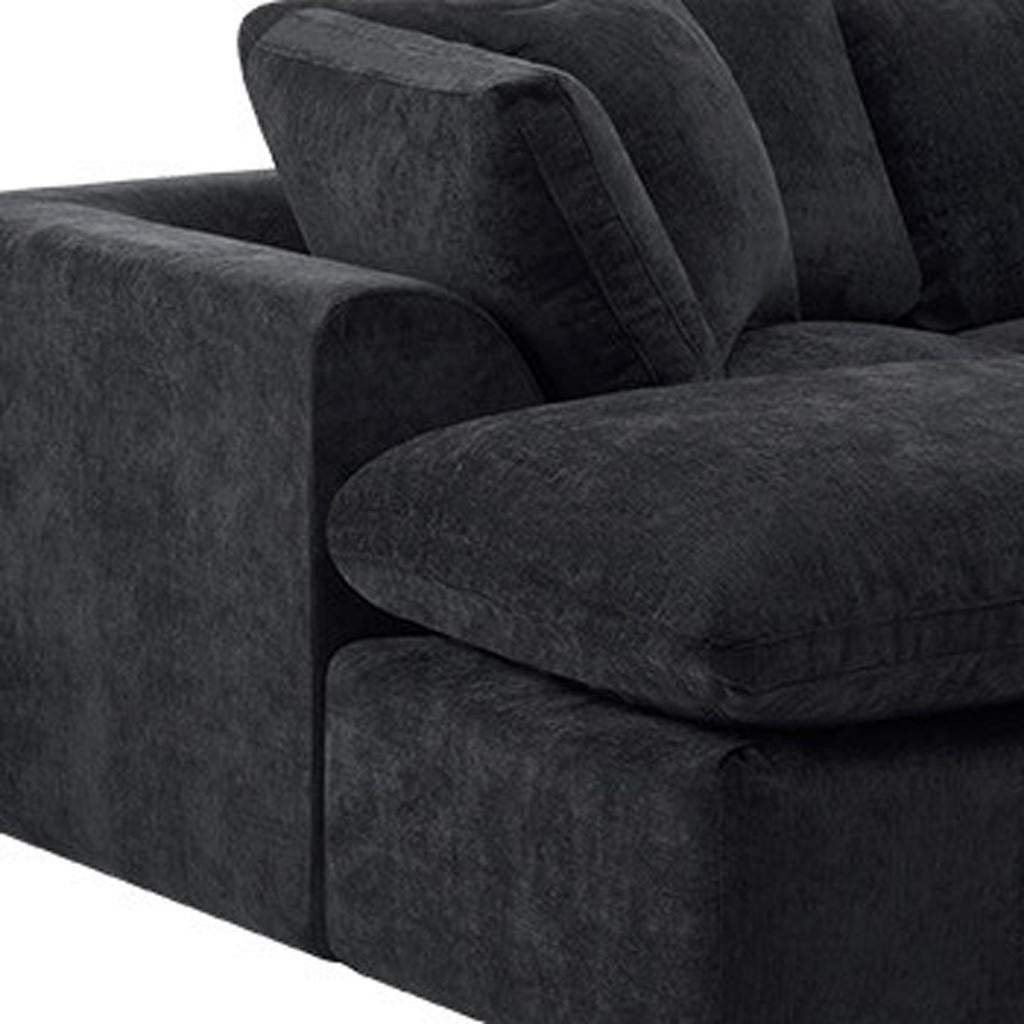 138" Black Chenille Modular Sofa Chaise With Ottoman And Toss Pillows - HomeRoots - Flyclothing LLC