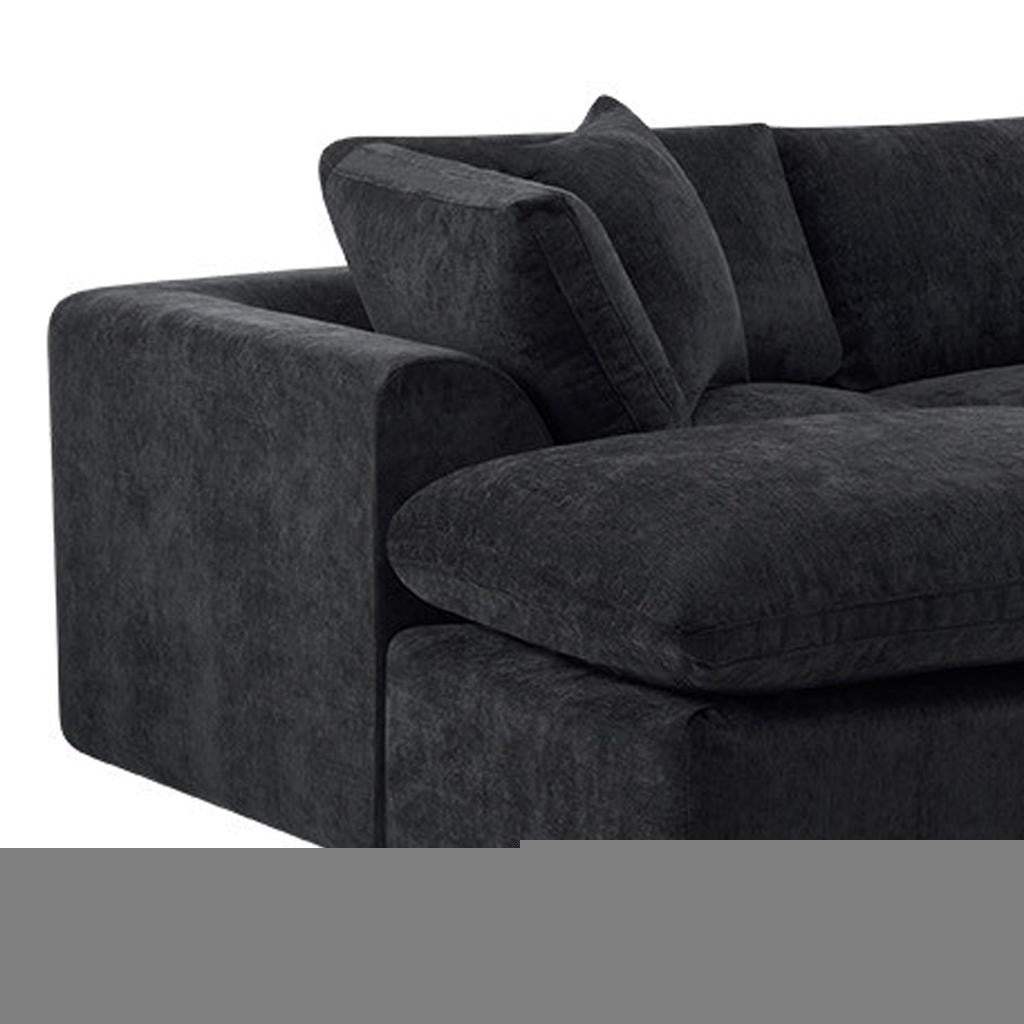 138" Black Chenille Modular Sofa Chaise With Ottoman And Toss Pillows - HomeRoots - Flyclothing LLC