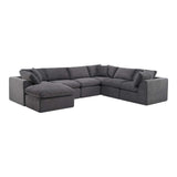 138" Dark Gray Corduroy Modular Sofa With Ottoman And Toss Pillows - HomeRoots - Flyclothing LLC