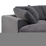 138" Dark Gray Corduroy Modular Sofa With Ottoman And Toss Pillows - HomeRoots - Flyclothing LLC
