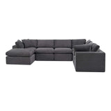 138" Dark Gray Corduroy Modular Sofa With Ottoman And Toss Pillows - HomeRoots - Flyclothing LLC