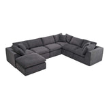 138" Dark Gray Corduroy Modular Sofa With Ottoman And Toss Pillows - HomeRoots - Flyclothing LLC