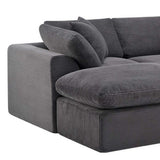 138" Dark Gray Corduroy Modular Sofa With Ottoman And Toss Pillows - HomeRoots - Flyclothing LLC