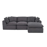 108" Dark Gray Corduroy Modular Sofa With Ottoman And Toss Pillows - HomeRoots - Flyclothing LLC