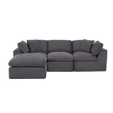 108" Dark Gray Corduroy Modular Sofa With Ottoman And Toss Pillows - HomeRoots - Flyclothing LLC