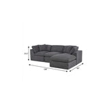 108" Dark Gray Corduroy Modular Sofa With Ottoman And Toss Pillows - HomeRoots - Flyclothing LLC