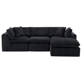 108" Black Chenille Modular Sofa With Ottoman And Toss Pillows - HomeRoots - Flyclothing LLC