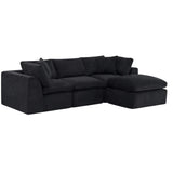 108" Black Chenille Modular Sofa With Ottoman And Toss Pillows - HomeRoots - Flyclothing LLC