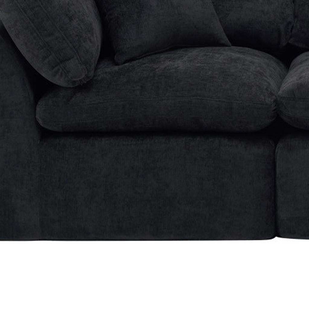 108" Black Chenille Modular Sofa With Ottoman And Toss Pillows - HomeRoots - Flyclothing LLC