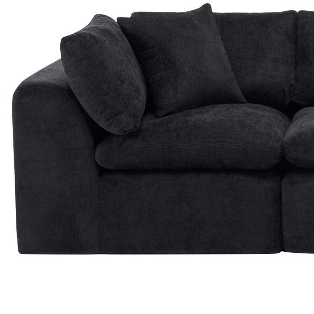 108" Black Chenille Modular Sofa With Ottoman And Toss Pillows - HomeRoots - Flyclothing LLC