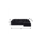 108" Black Chenille Modular Sofa With Ottoman And Toss Pillows - HomeRoots - Flyclothing LLC