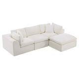 108" Beige Chenille Modular Sofa With Ottoman And Toss Pillows - HomeRoots - Flyclothing LLC
