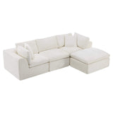108" Beige Chenille Modular Sofa With Ottoman And Toss Pillows - HomeRoots - Flyclothing LLC