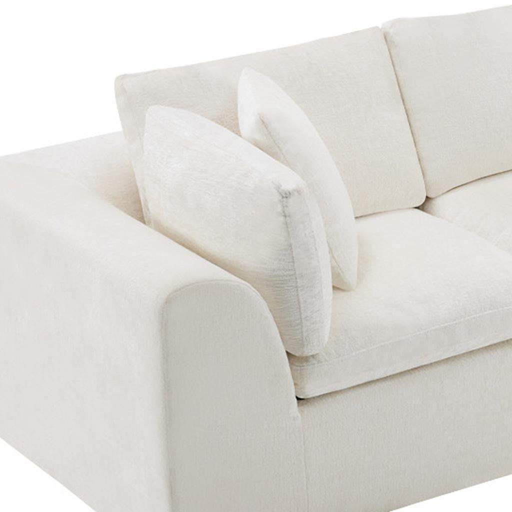 108" Beige Chenille Modular Sofa With Ottoman And Toss Pillows - HomeRoots - Flyclothing LLC