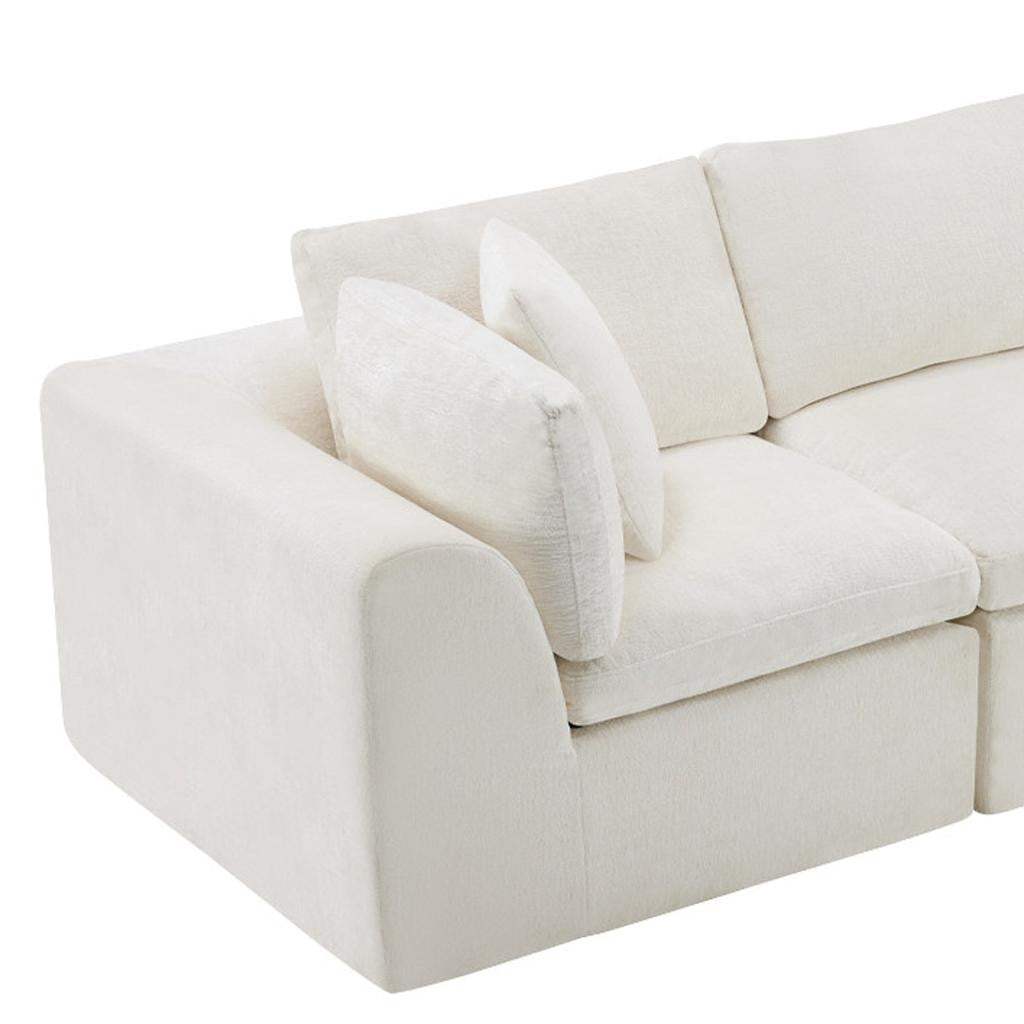 108" Beige Chenille Modular Sofa With Ottoman And Toss Pillows - HomeRoots - Flyclothing LLC