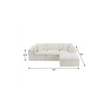 108" Beige Chenille Modular Sofa With Ottoman And Toss Pillows - HomeRoots - Flyclothing LLC