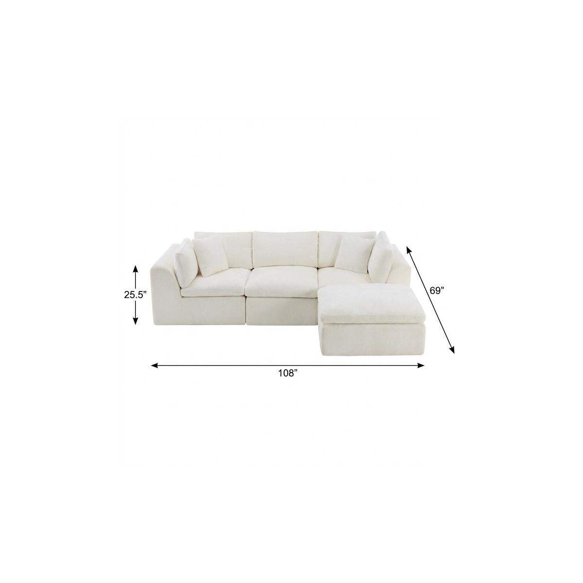 108" Beige Chenille Modular Sofa With Ottoman And Toss Pillows - HomeRoots - Flyclothing LLC