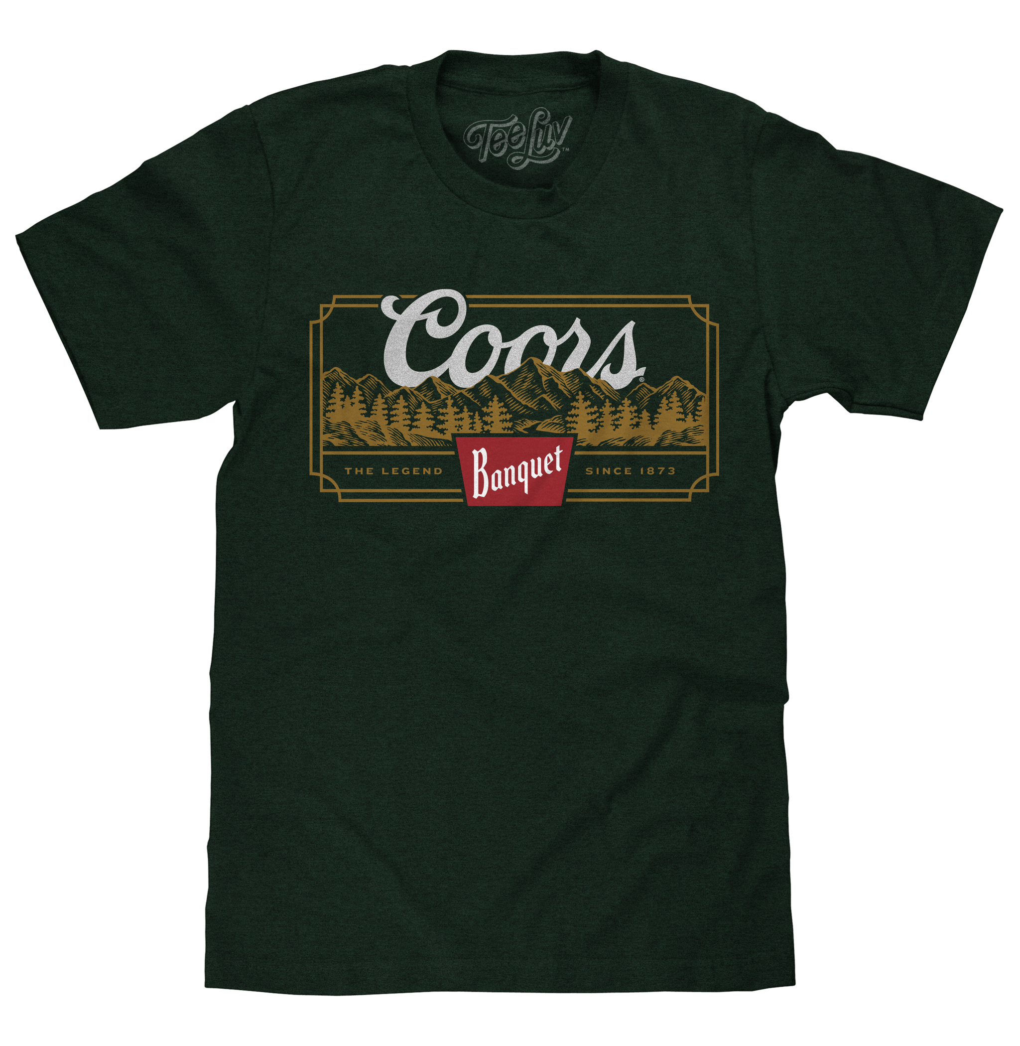 Coors Banquet Beer The Legend Since 1873 Rocky Mountains T-Shirt - Forest Green