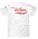 Faded Drink Dr Pepper Vintage Logo Front and Back Print T-Shirt - White