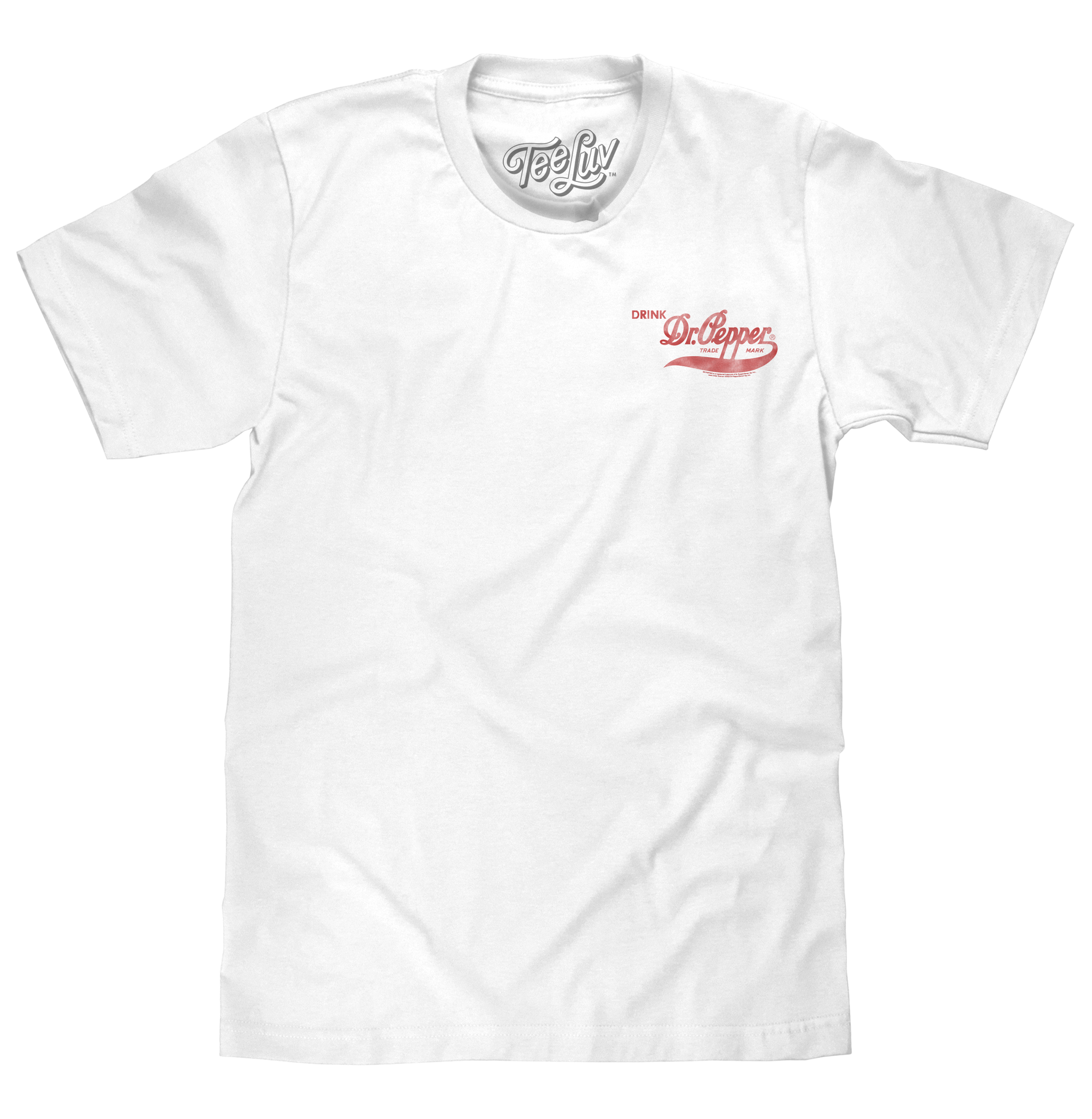 Faded Drink Dr Pepper Vintage Logo Front and Back Print T-Shirt - White