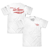 Faded Drink Dr Pepper Vintage Logo Front and Back Print T-Shirt - White