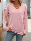 V-Neck Long Sleeve T-Shirt - Trendsi - Flyclothing LLC