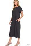 Zenana Round Neck Short Sleeve Midi Dress - Trendsi - Flyclothing LLC