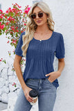 Ruched Scoop Neck Short Sleeve Blouse - Trendsi - Flyclothing LLC