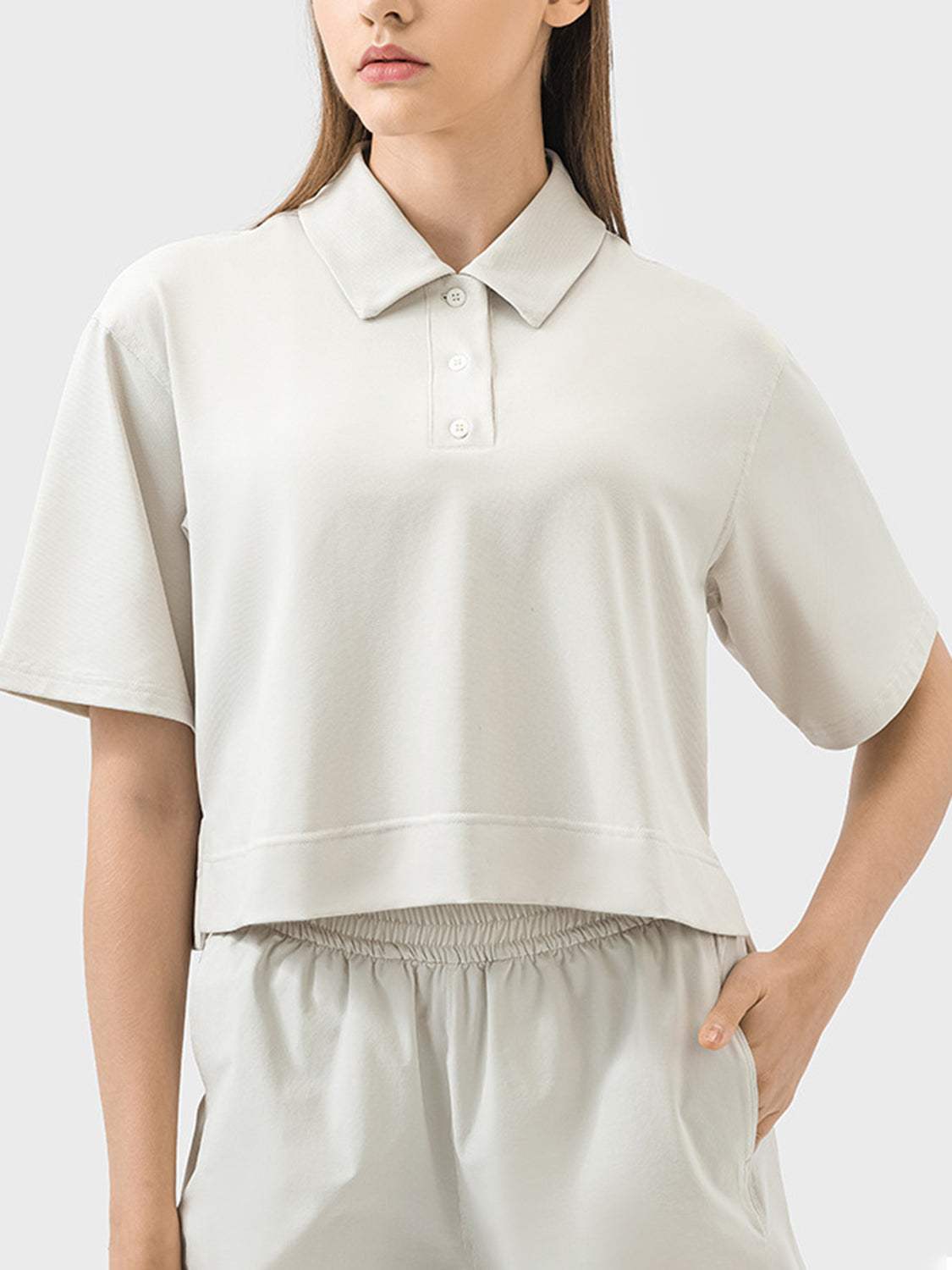 Half Button Short Sleeve Active T-Shirt - Trendsi - Flyclothing LLC