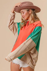 BiBi Colorblock Exposed Seam French Terry Sweatshirt - Trendsi - Flyclothing LLC