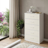 23" White Fabric Wood and Steel Five Drawer Lingerie Chest - HomeRoots - Flyclothing LLC