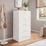 23" White Fabric Wood and Steel Five Drawer Lingerie Chest - HomeRoots - Flyclothing LLC
