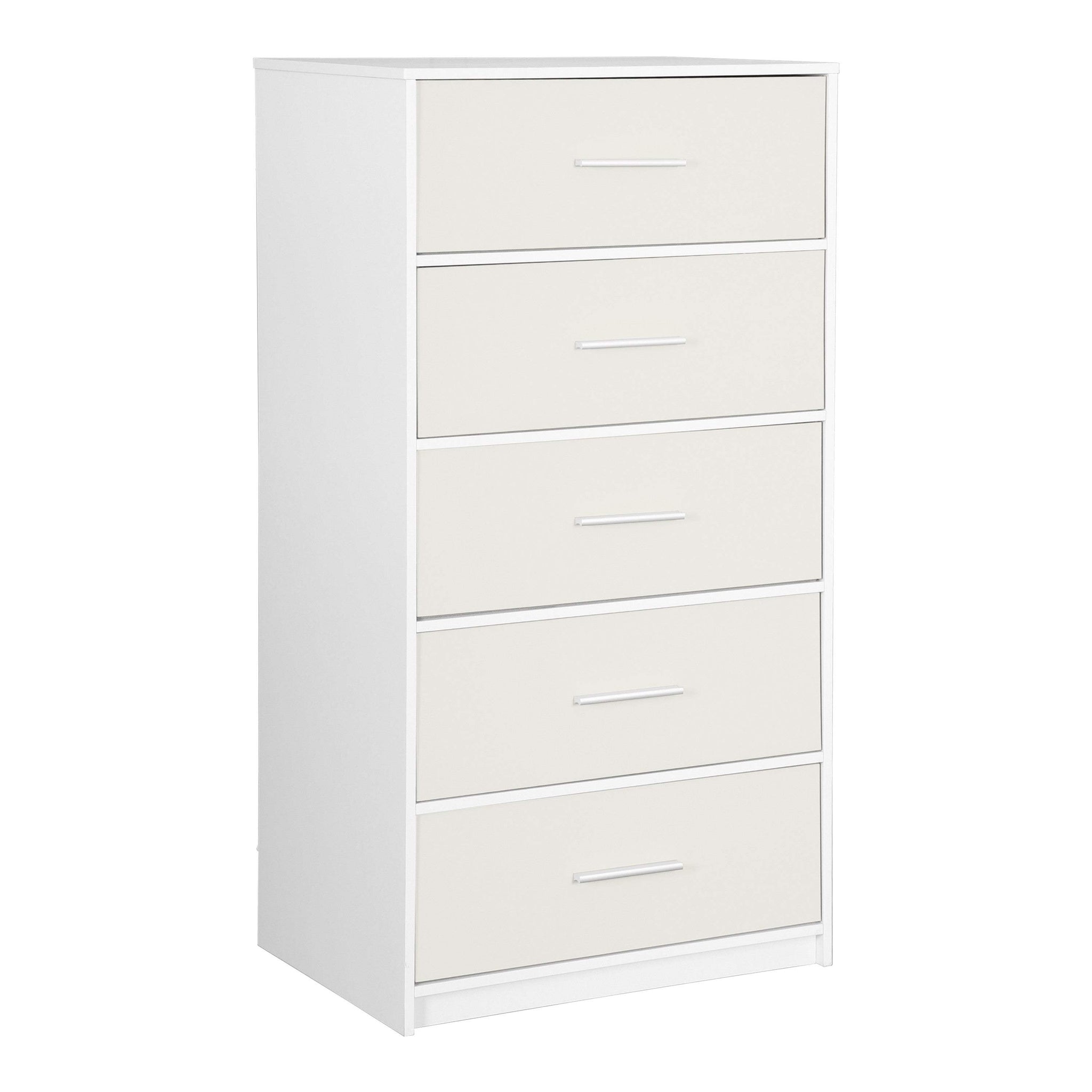 23" White Fabric Wood and Steel Five Drawer Lingerie Chest - HomeRoots - Flyclothing LLC