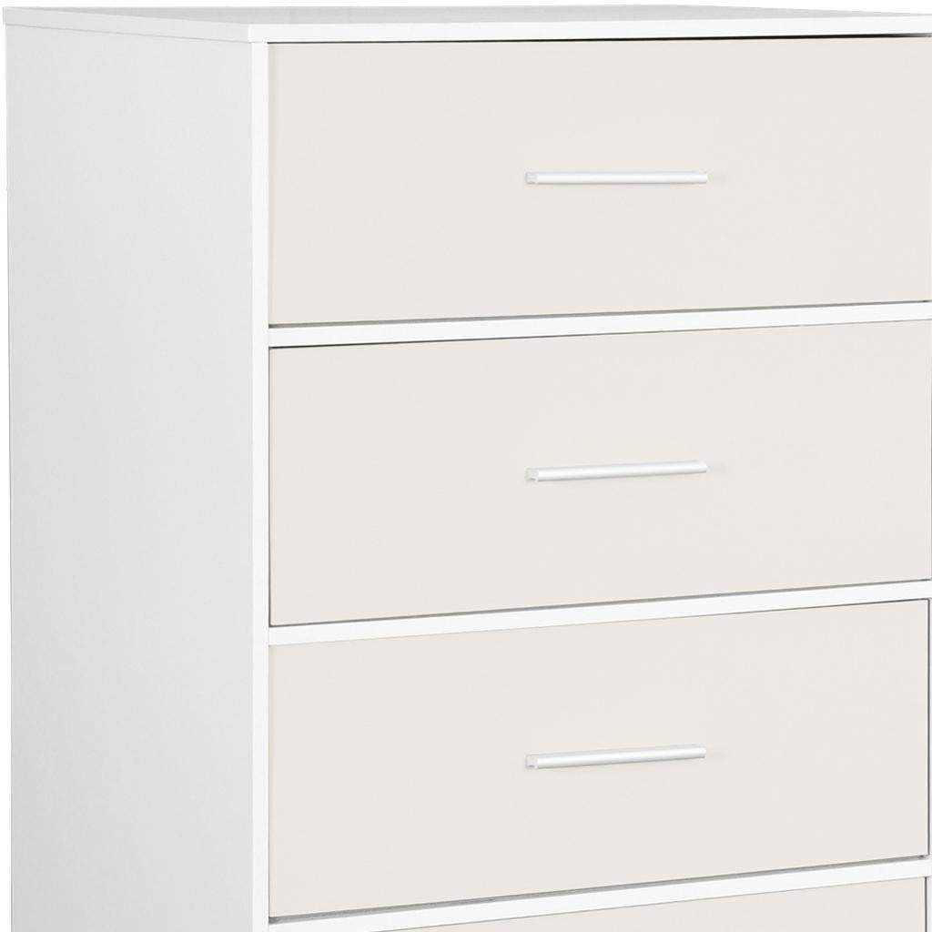23" White Fabric Wood and Steel Five Drawer Lingerie Chest - HomeRoots - Flyclothing LLC