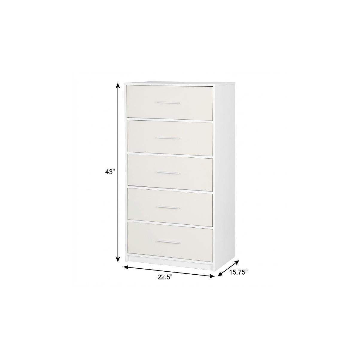 23" White Fabric Wood and Steel Five Drawer Lingerie Chest - HomeRoots - Flyclothing LLC