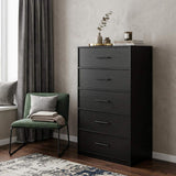 23" Black Fabric Wood and Steel Five Drawer Lingerie Chest - HomeRoots - Flyclothing LLC