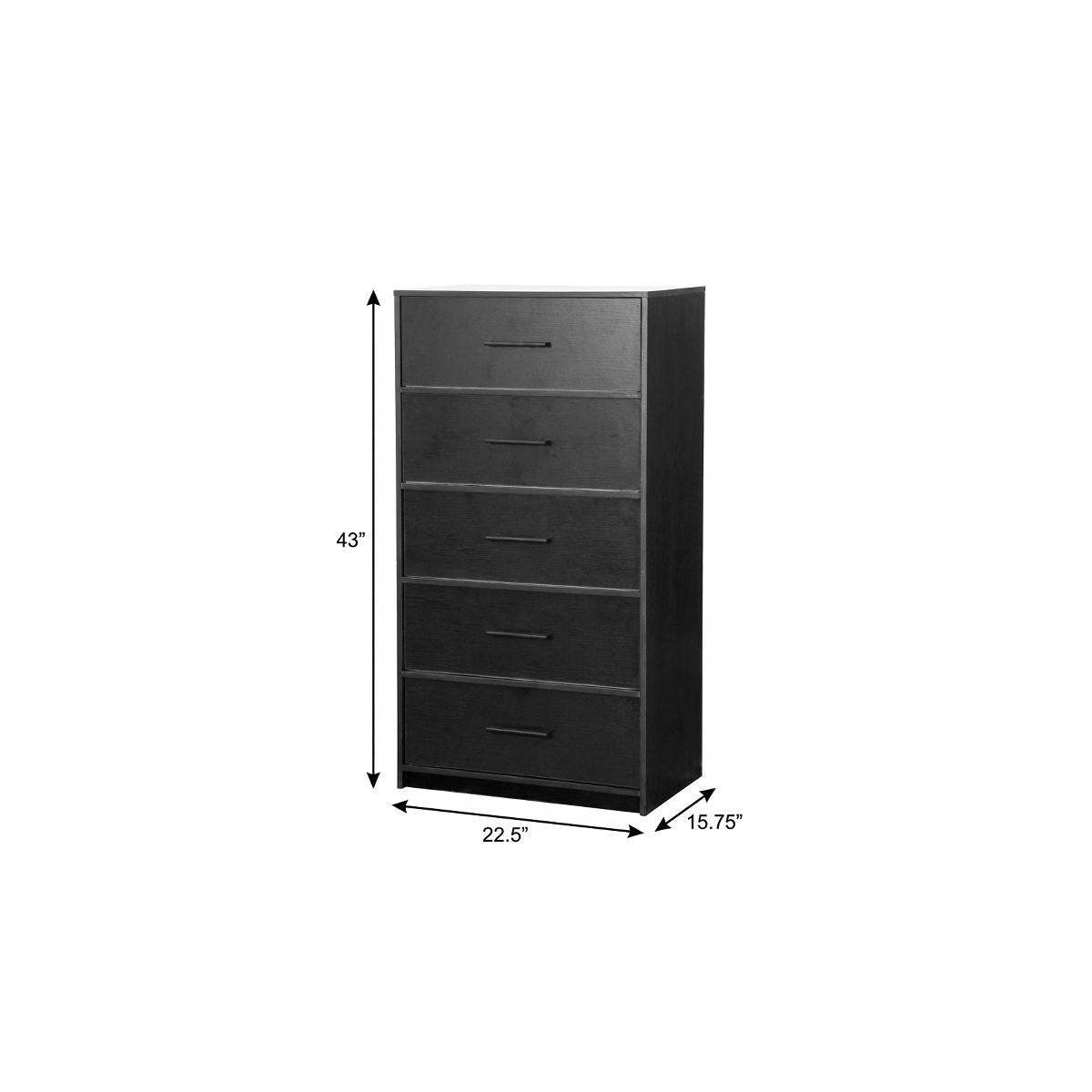 23" Black Fabric Wood and Steel Five Drawer Lingerie Chest - HomeRoots - Flyclothing LLC