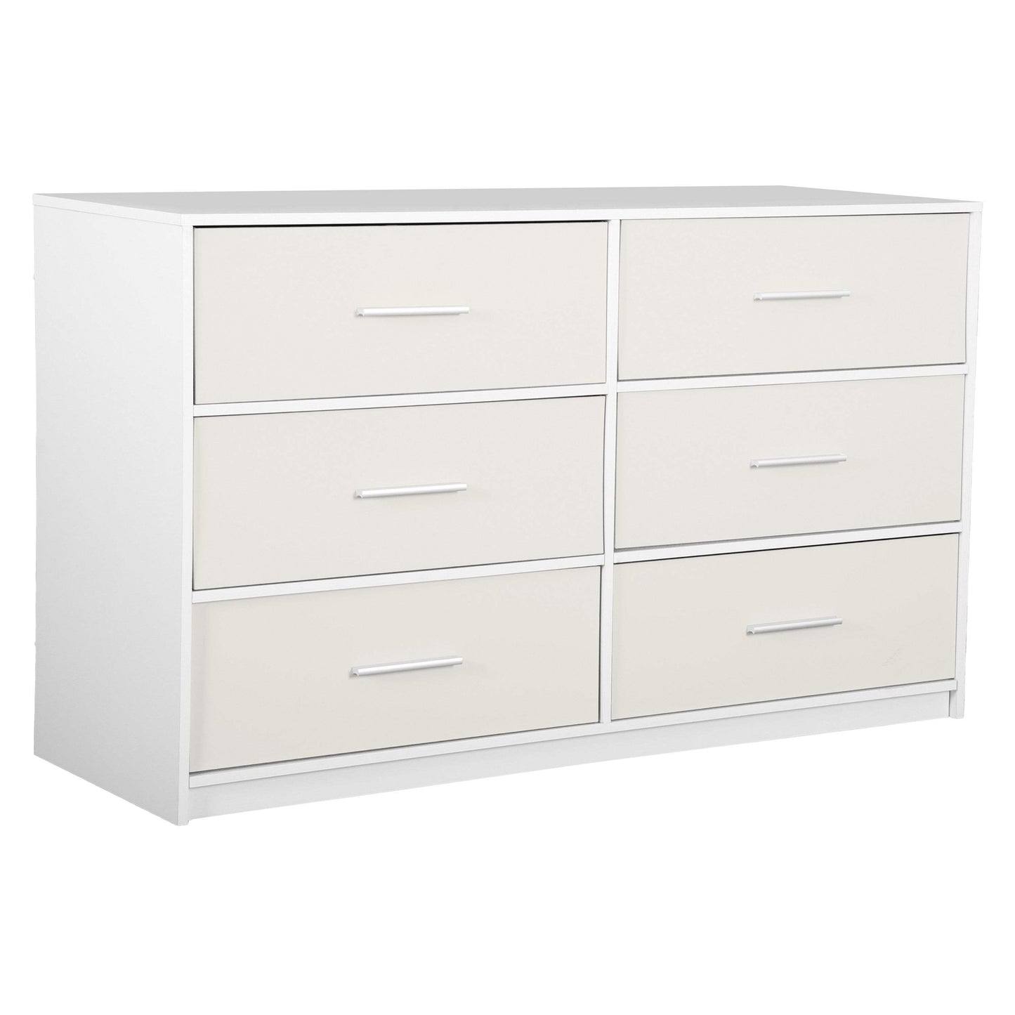 45" White Fabric Wood and Steel Six Drawer Double Dresser - HomeRoots - Flyclothing LLC