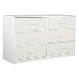 45" White Fabric Wood and Steel Six Drawer Double Dresser - HomeRoots - Flyclothing LLC