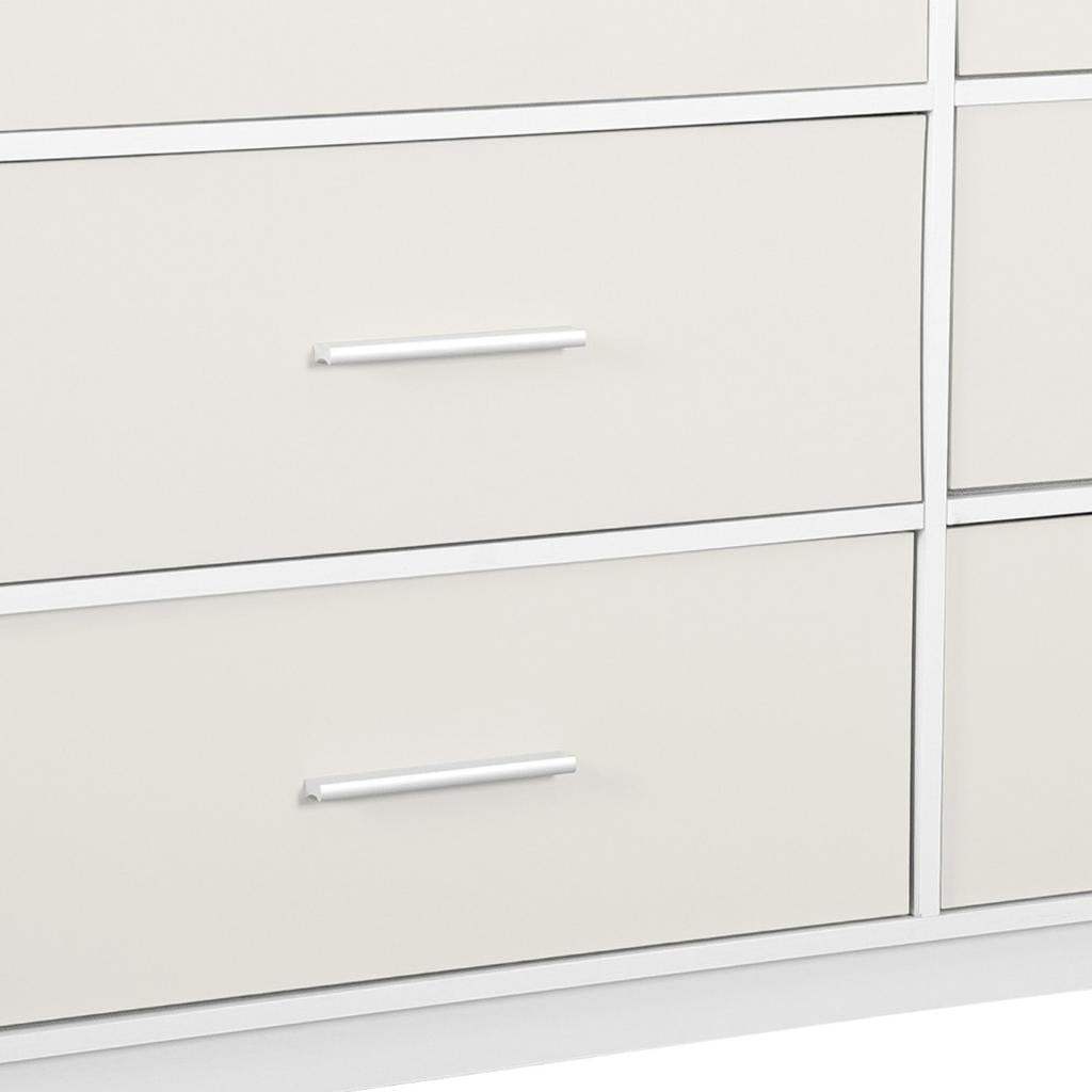 45" White Fabric Wood and Steel Six Drawer Double Dresser - HomeRoots - Flyclothing LLC