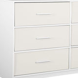 45" White Fabric Wood and Steel Six Drawer Double Dresser - HomeRoots - Flyclothing LLC