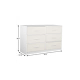 45" White Fabric Wood and Steel Six Drawer Double Dresser - HomeRoots - Flyclothing LLC